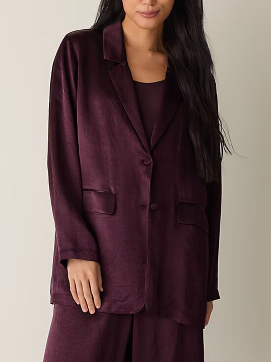 Eileen Fisher Jackets & Blazers - Eileen Fisher Crinkled Satin Blazer Jacket, Wine